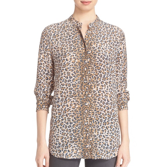 Equipment Femme Leopard Print 100% Silk Button Up Shirt Blouse Women's Size XS - Picture 1 of 9